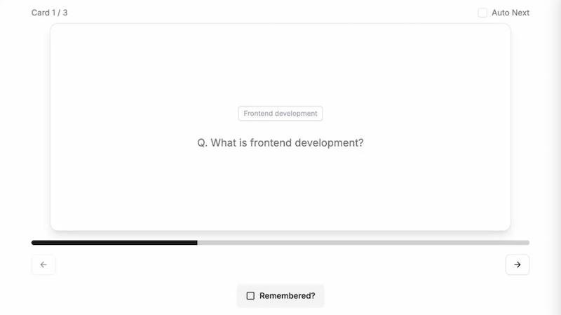 Promotee flashcard interaction preview