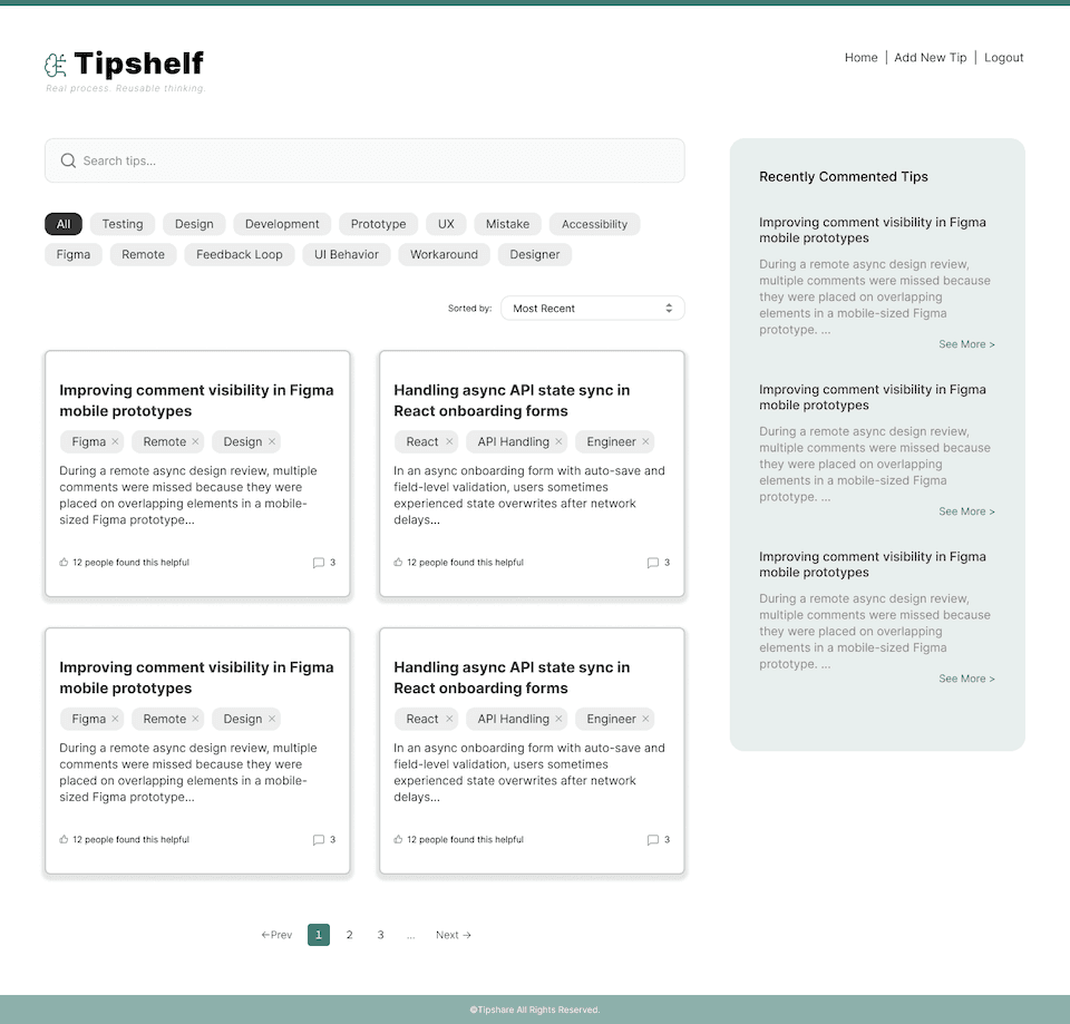 Tipshelf – UX Pattern Organizer