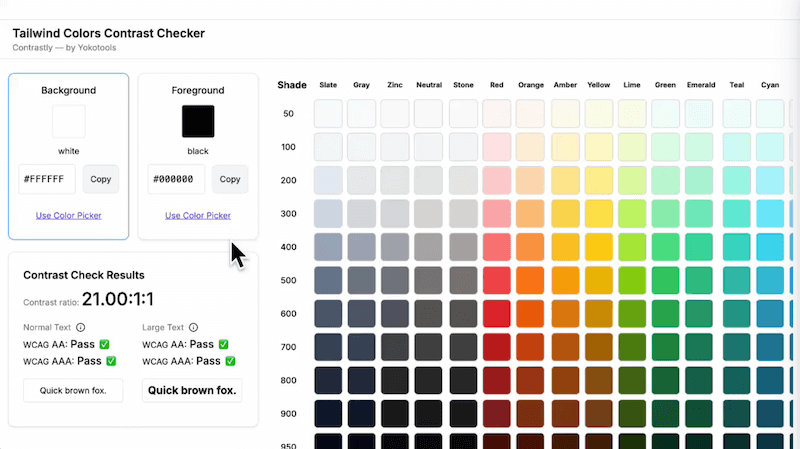 Contrastly – Tailwind Colors Contrast Checker